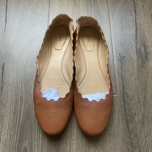 Chloe Scalloped Leather Ballet Flat